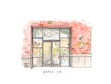 Baroo, Los Angeles, Restaurant Watercolor Hand Drawing