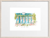 Cafe Flora, Madison Valley, Seattle Watercolor Hand Drawing