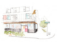 Communion Restaurant & Bar Drawing, Central District, Seattle Watercolor Hand Drawing