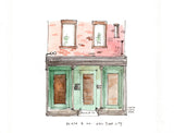 Death & Co New York City, Cocktail Bar Watercolor Hand Drawing