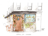 Grand Vin, Hoboken, Watercolor Hand Drawing