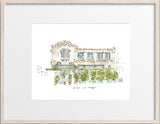 Gwen Los Angeles, Restaurant Watercolor Hand Drawing