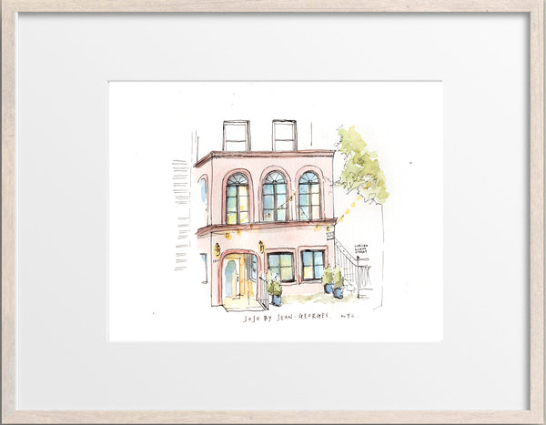 JoJo by Jean-George, NYC, Restaurant Watercolor Hand Drawing