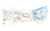 Customized Home/ Restaurant Portrait Original Hand Drawing (Interior)