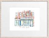 Little Grenjai, Brooklyn, Restaurant Watercolor Hand Drawing