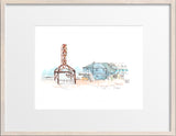Ray's Boathouse Restaurant, Ballard, Seattle Watercolor Hand Drawing