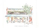 Sunday In Brooklyn, Brooklyn, New York City, Restaurant Watercolor Hand Drawing