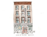 Gage & Tollner, Brooklyn, NYC, Restaurant Watercolor Hand Drawing