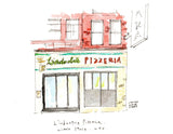 L'industrie Pizzeria,  New York City, Restaurant Watercolor Hand Drawing (Copy)