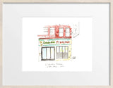 L'industrie Pizzeria,  New York City, Restaurant Watercolor Hand Drawing (Copy)