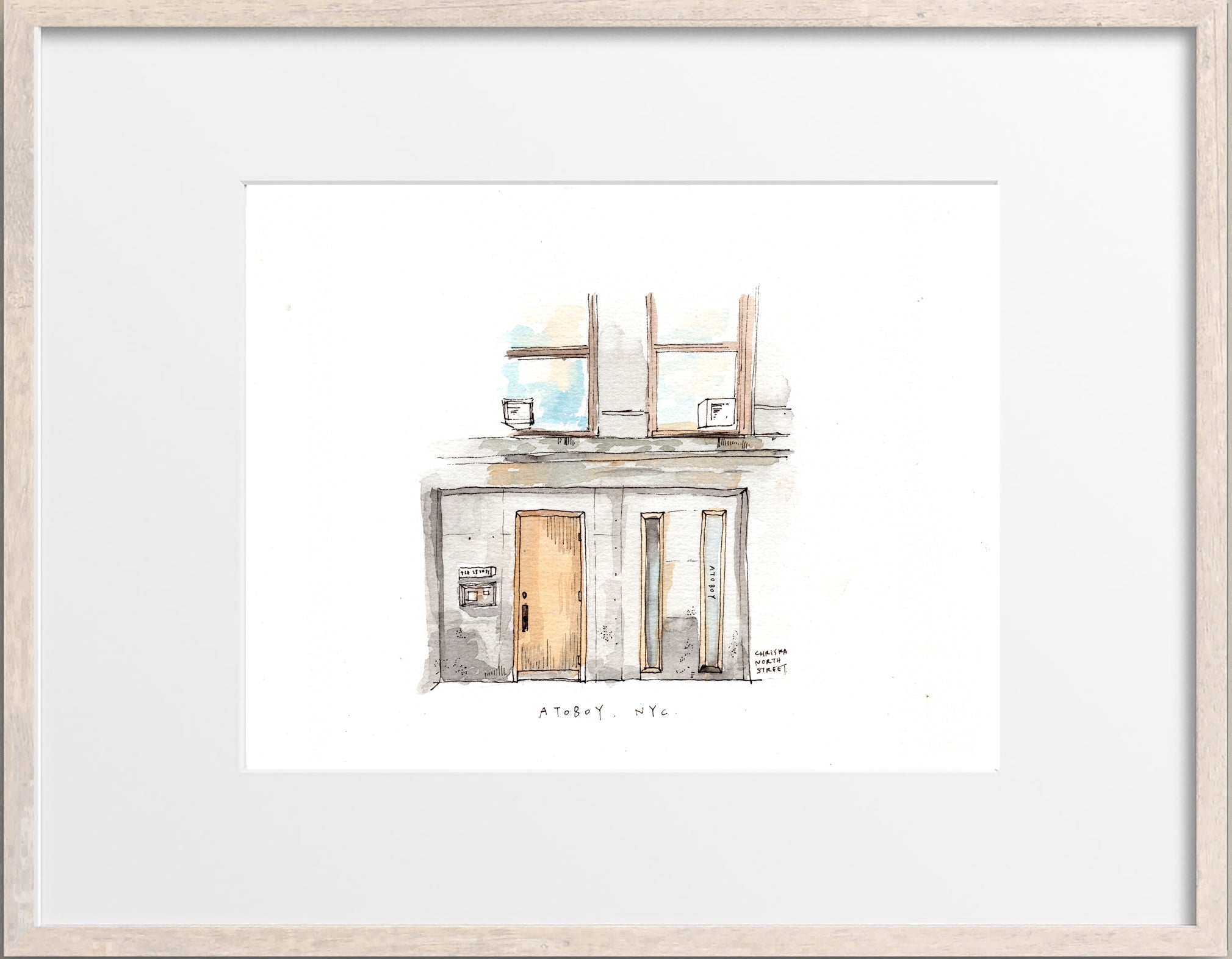 Atoboy,  New York City, Restaurant Watercolor Hand Drawing