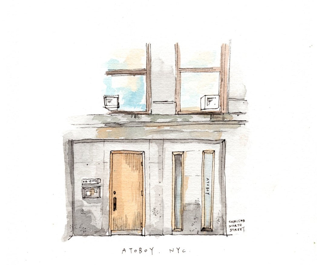 Atoboy,  New York City, Restaurant Watercolor Hand Drawing