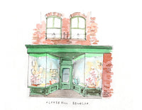 Clover Hill, Brooklyn Height, Restaurant Watercolor Hand Drawing