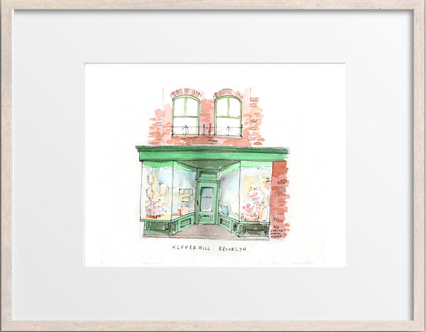 Clover Hill, Brooklyn Height, Restaurant Watercolor Hand Drawing