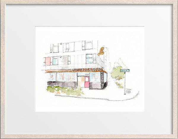 Communion Restaurant & Bar Drawing, Central District, Seattle Watercolor Hand Drawing