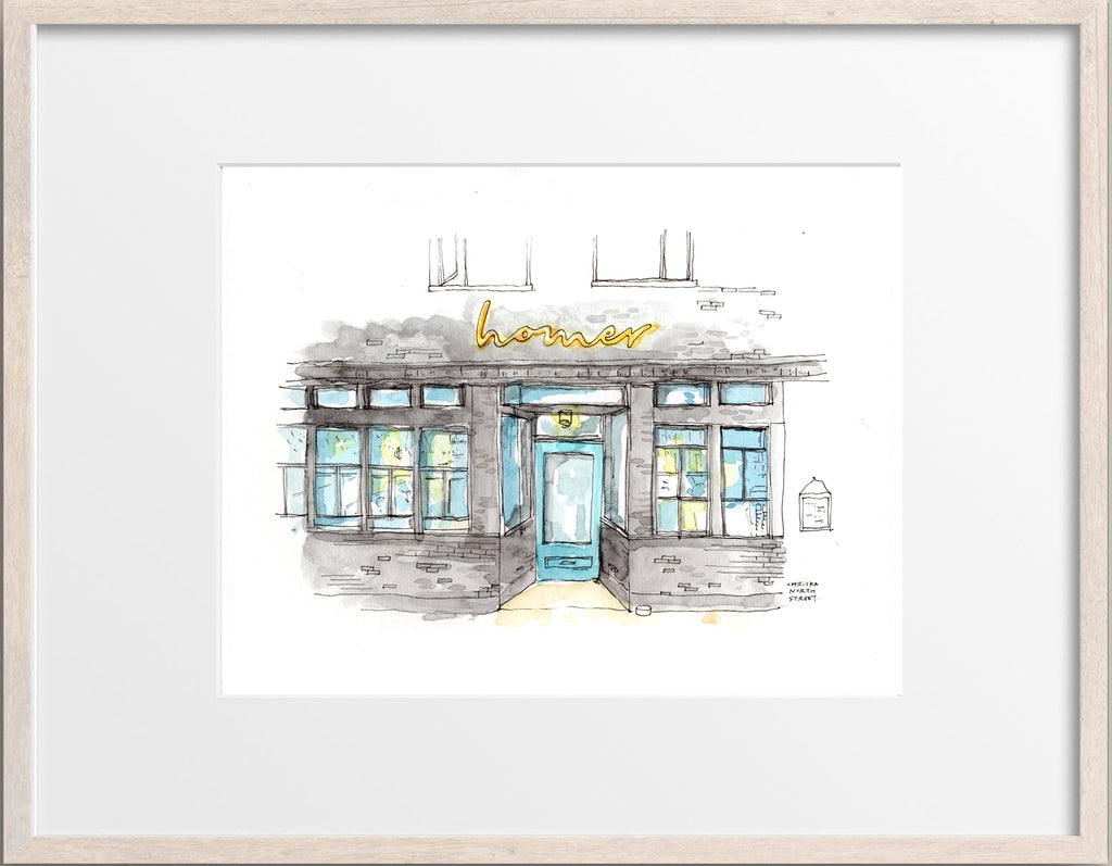 Homer, Beacon Hill, Seattle Watercolor Hand Drawing