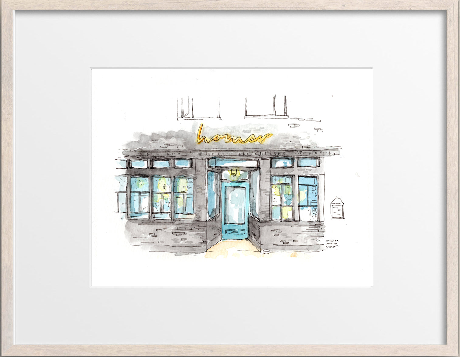 Homer, Beacon Hill, Seattle Watercolor Hand Drawing