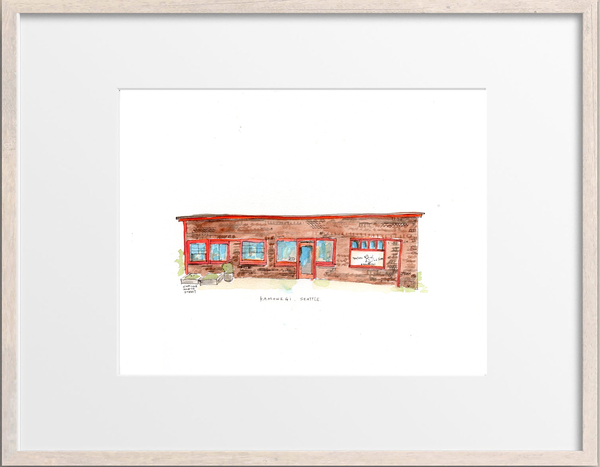 Kamonegi Seattle Watercolor Hand Drawing