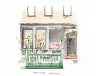 Theodora Brooklyn, Brooklyn, Restaurant Watercolor Hand Drawing