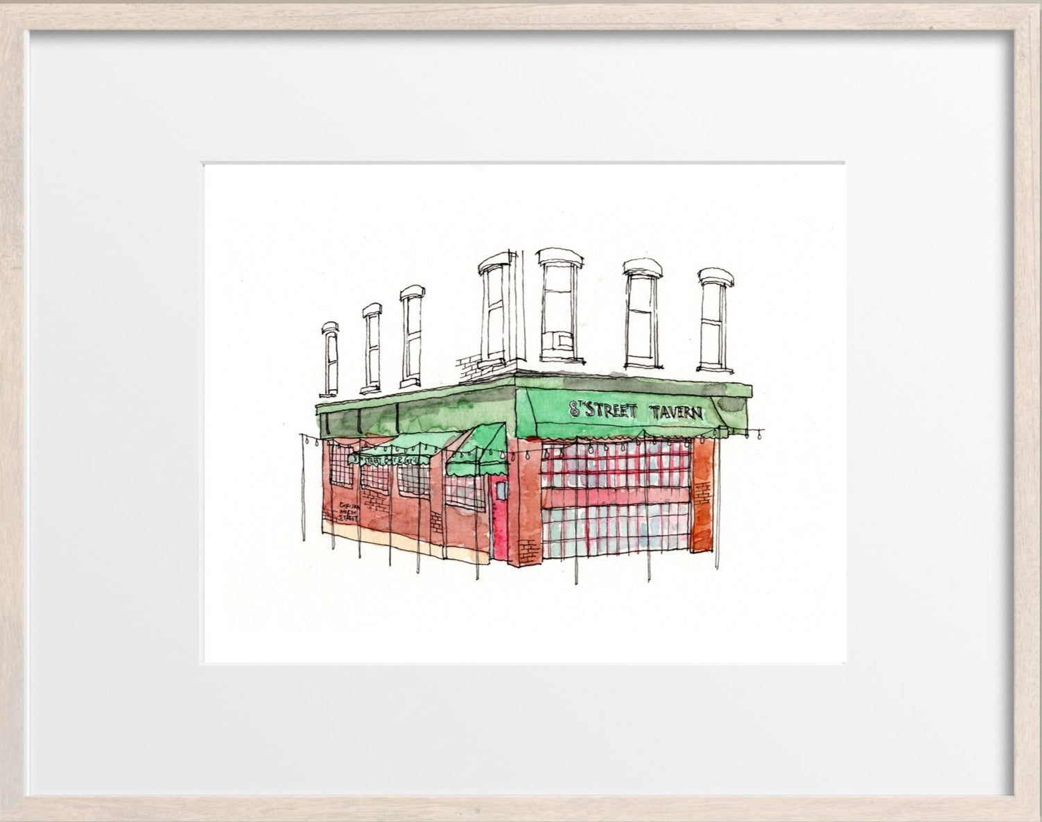 Original Hand Drawing - 8th Street Tavern, Hoboken