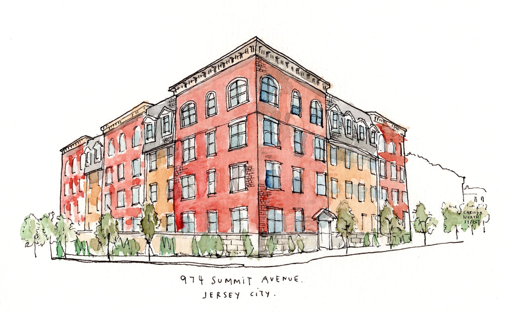 Customized Home Portrait Original Hand Drawing (Condo Building)