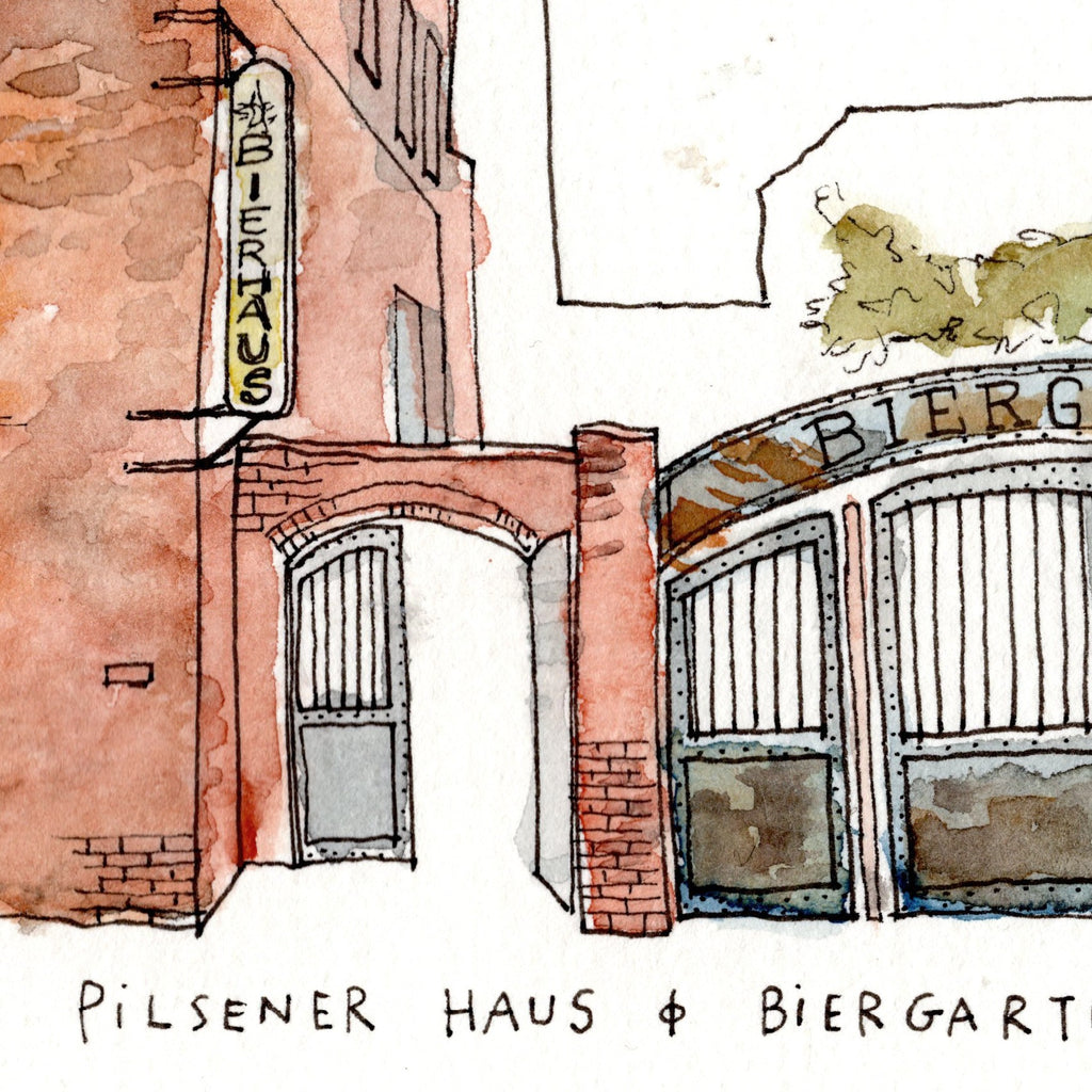 Original Hand Drawing - Pilsener Haus & Biergarten, Hoboken