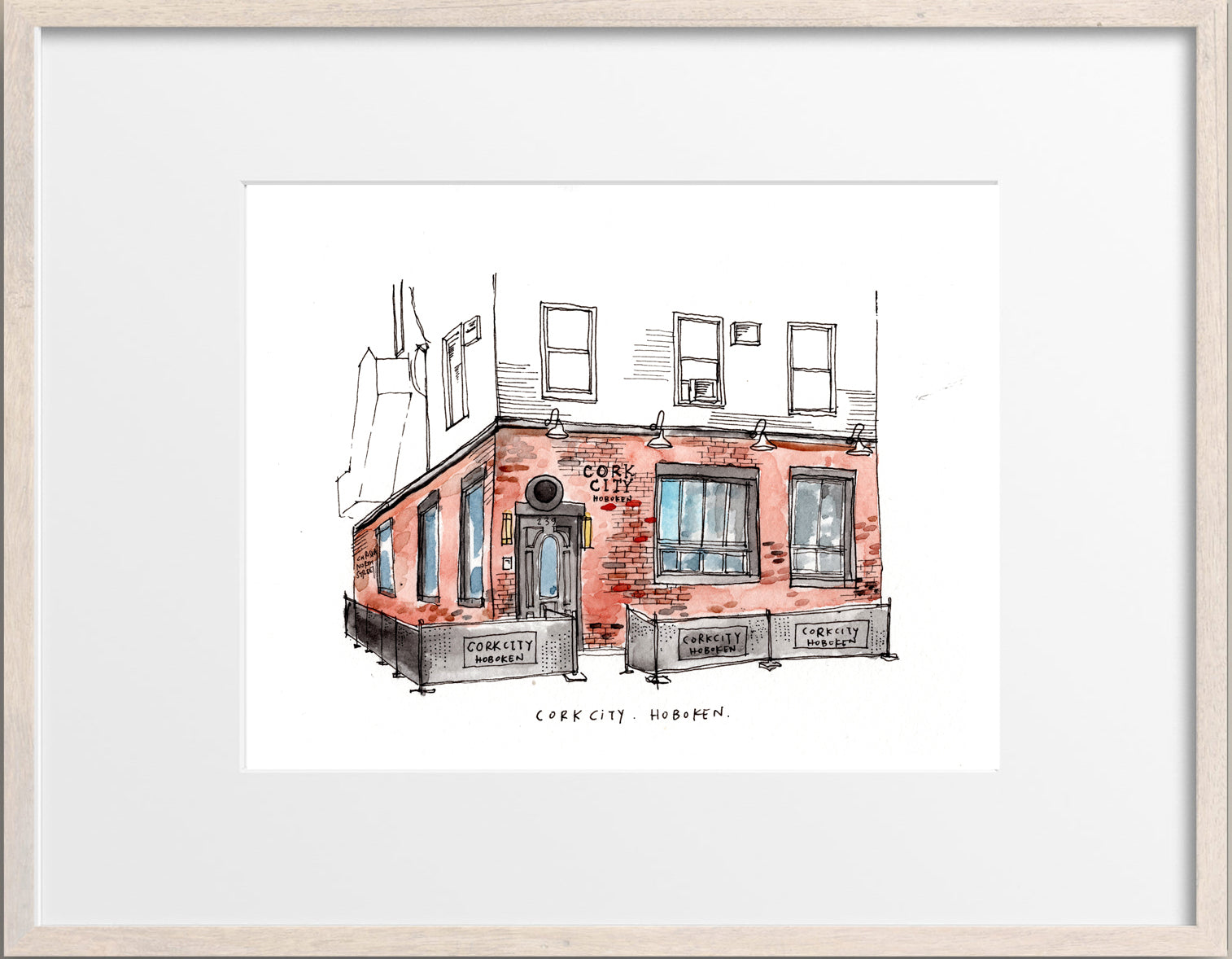 Original Hand Drawing - Cork City Pub, Hoboken