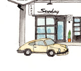 Original Hand Drawing - Sunday Motor Co. Cafe, Madison