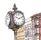 Hello from Hoboken Greeting Card - The Clock on Washington Street